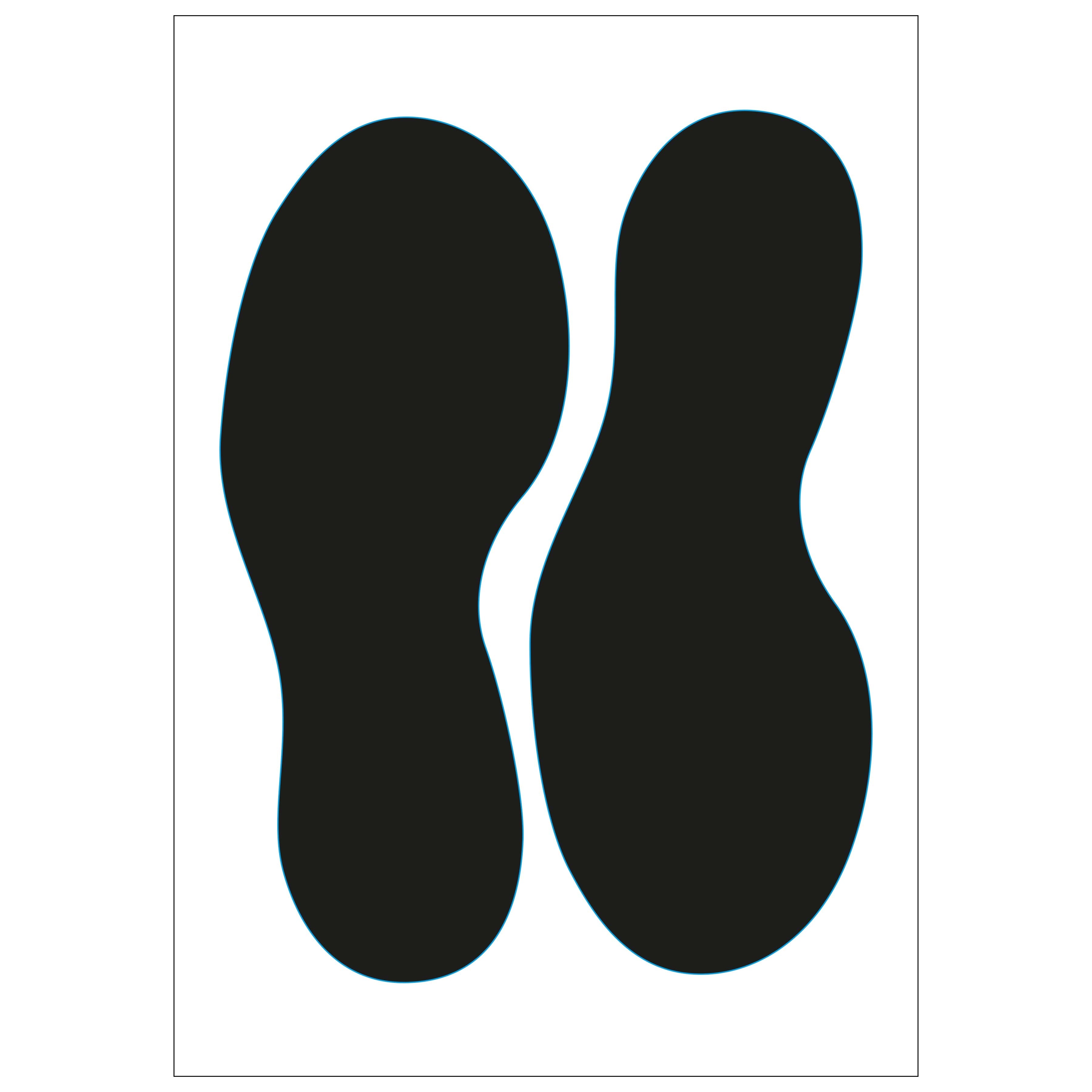 Voetstappen vinyl zwart - 25 cm - 2 stuks per vel - 91080000 - EAN 8711234040121 - zelfklevende vinyl