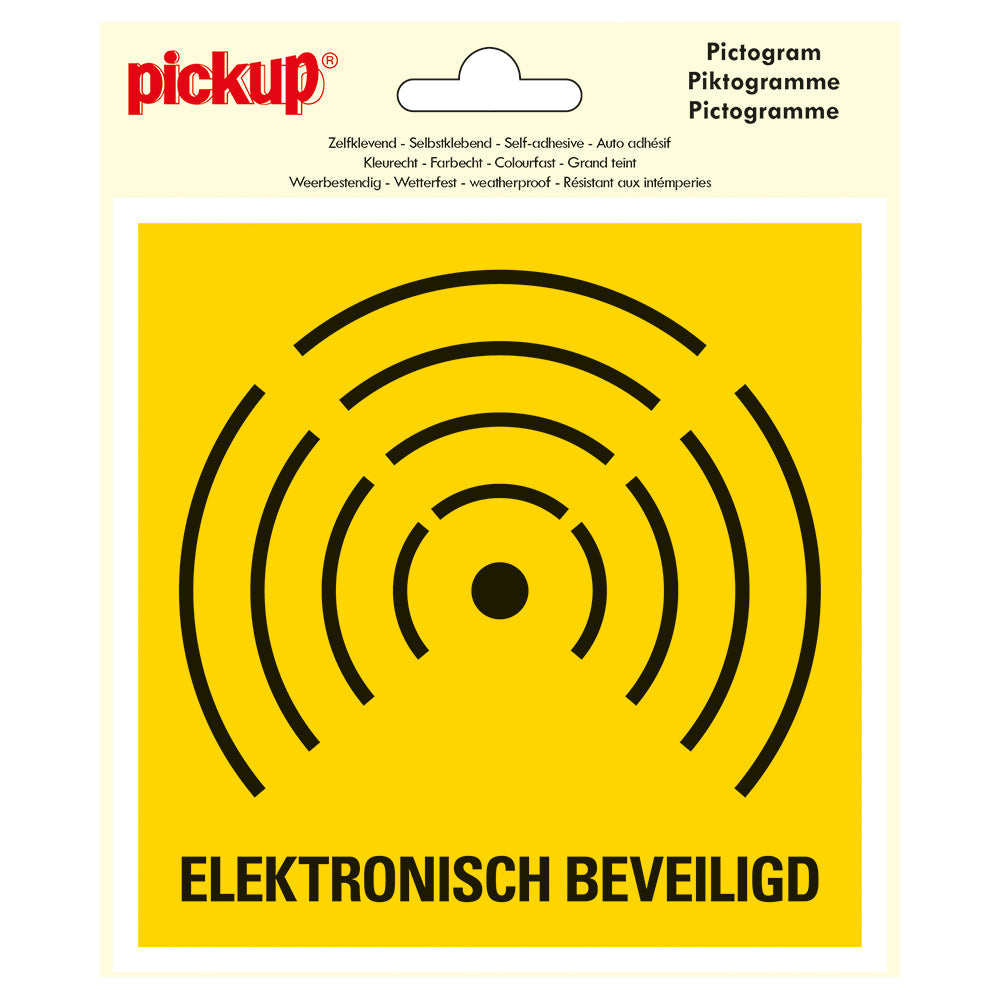 Pictogram 150x150 mm - Elektronisch beveiligd - P169-15 - EAN 8711234376350 - zelfklevende vinyl sticker