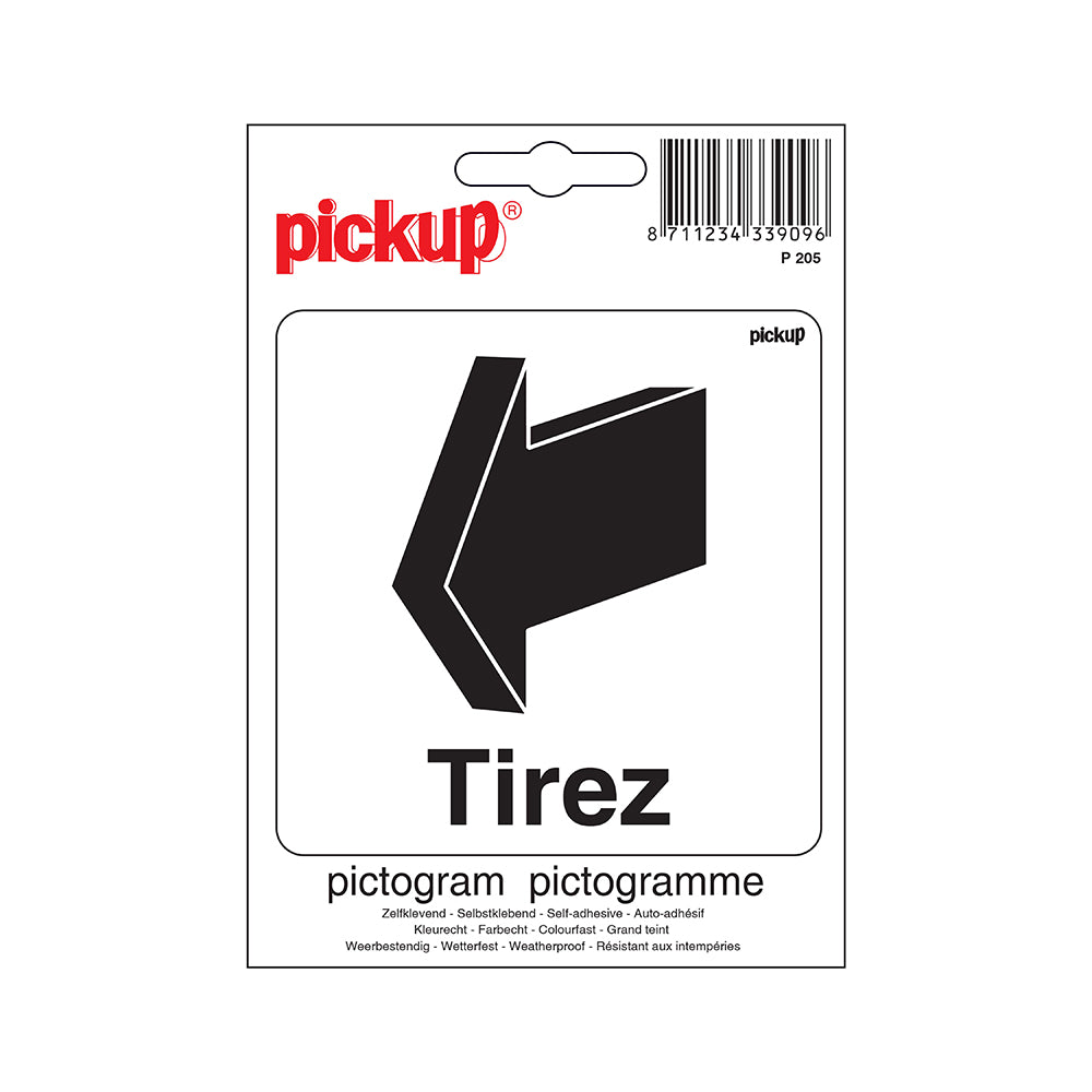 Pictogram 100x100 mm - Tirez - P205 - EAN 8711234037176 - zelfklevende vinyl sticker