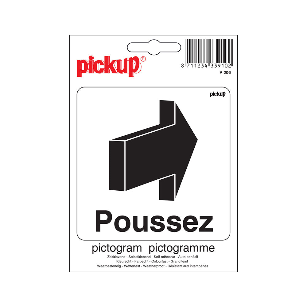 Pictogram 100x100 mm - Poussez - P206 - EAN 8711234037183 - zelfklevende vinyl sticker