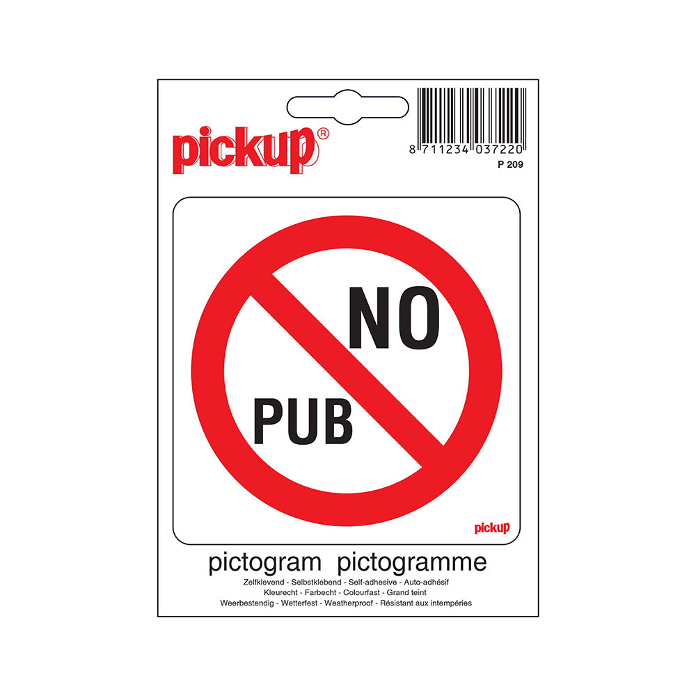 Pictogram 100x100 mm - No pub - P209 - EAN 8711234037220 - zelfklevende vinyl sticker