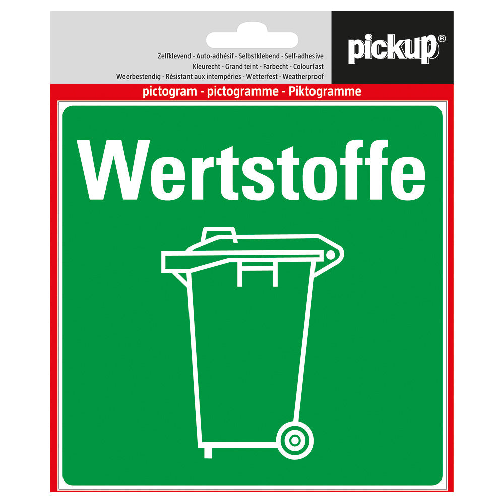 Pictogram Aufkleber 140x140 mm Werstoffe P243-14 EAN 8711234339607
