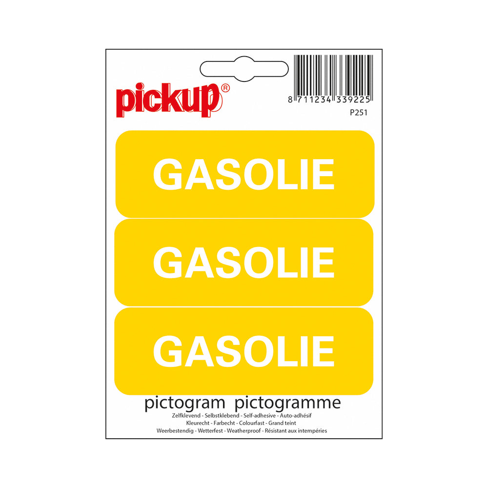 Pictogram 100x33 mm - Gasolie 3x - P251 - EAN 8711234339225 - zelfklevende vinyl sticker