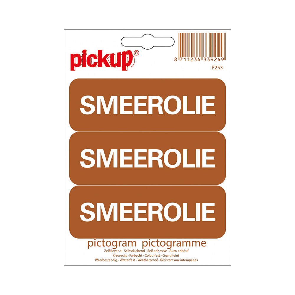 Pictogram 100x33 mm - Smeerolie 3x - P253 - EAN 8711234339249 - zelfklevende vinyl sticker