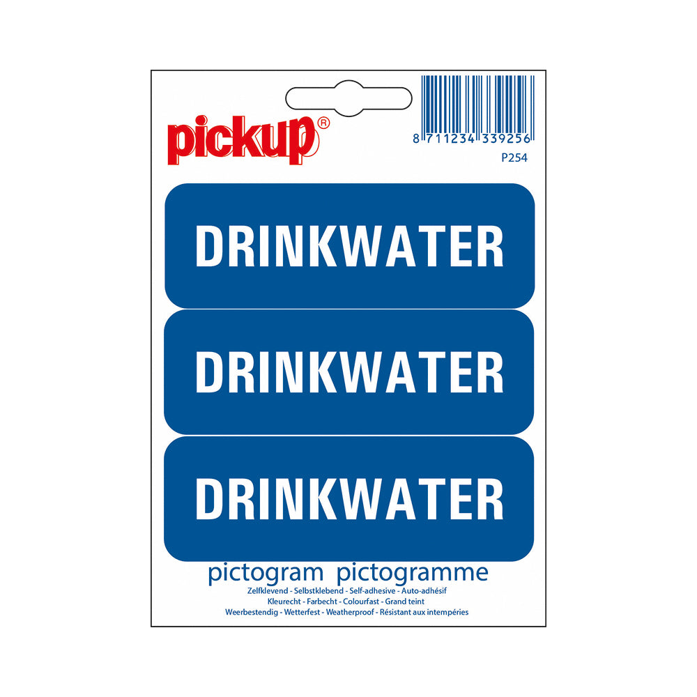 Pictogram 100x33 mm - Drinkwater 3x - P254 - EAN 8711234339256 - zelfklevende vinyl sticker