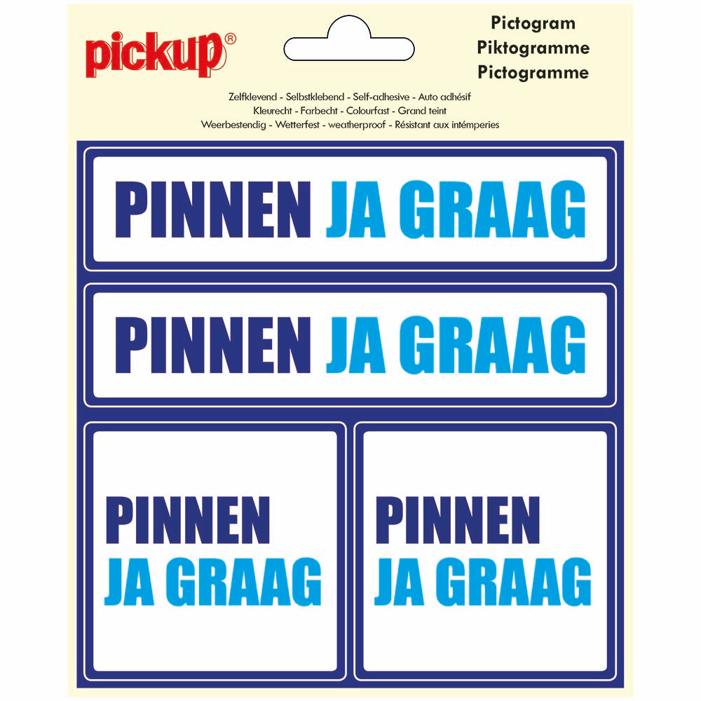 Pictogram 150x150 mm 4 op 1 - Pinnen Ja Graag - P300-15-4 - EAN 8711234127730 - zelfklevende vinyl sticker