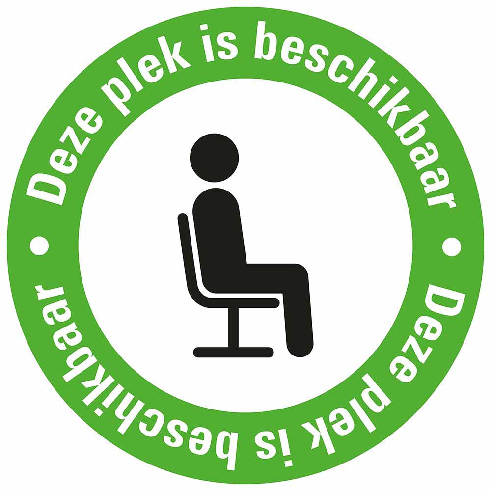 Pictogram sticker deze plek is beschikbaar tekst wit social distance 19 EAN 8711234340092