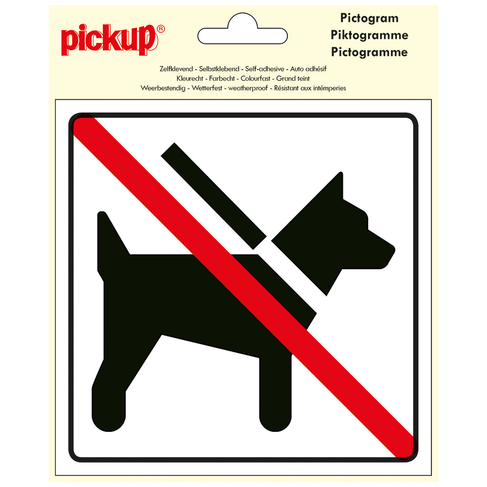 Pictogram 150x150 mm - HUNDE FORBUDT - P416-15 - EAN 8711234376701 - zelfklevende vinyl sticker