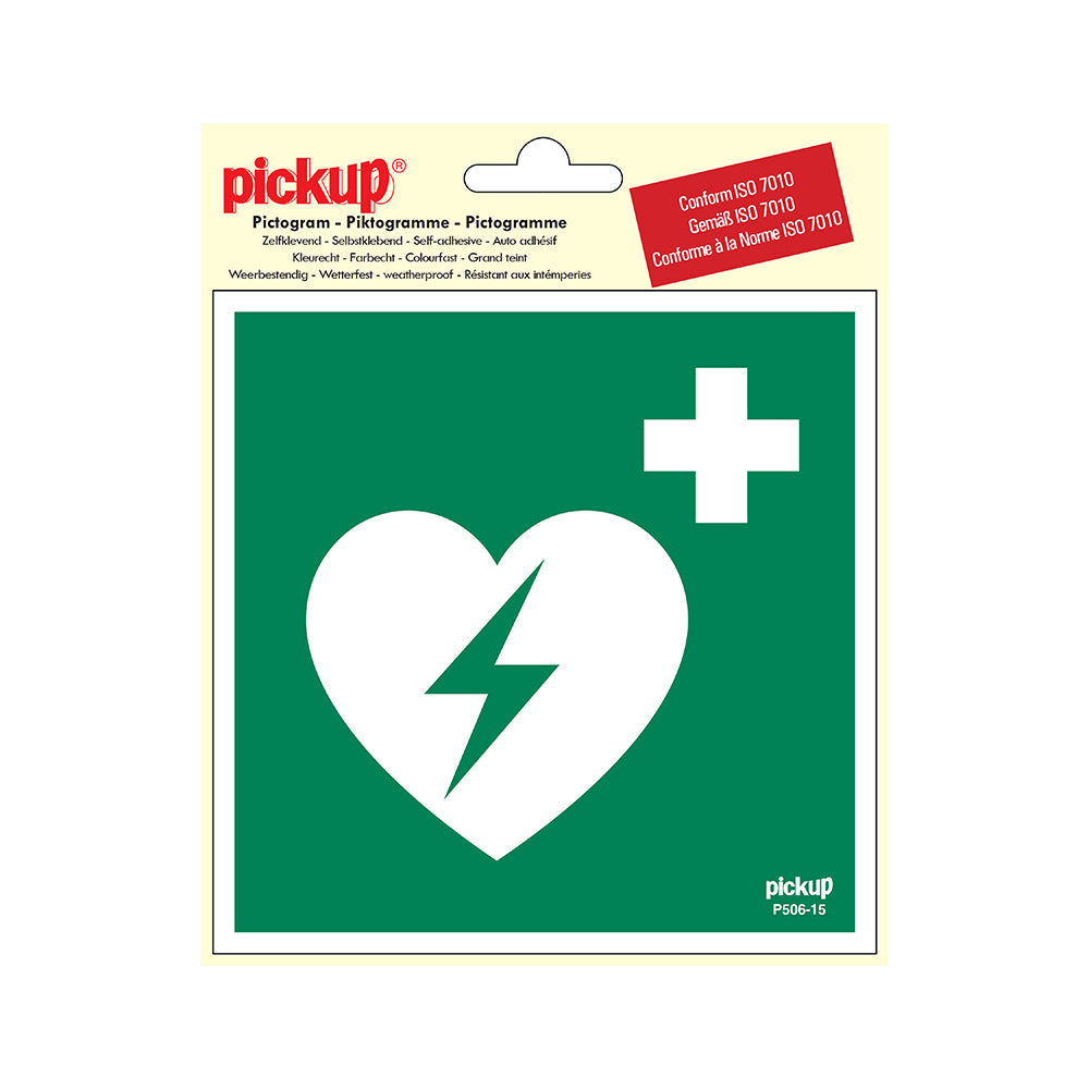Pictogram 150x150 mm - AED - P506-15 - EAN 8711234376091 - zelfklevende vinyl sticker