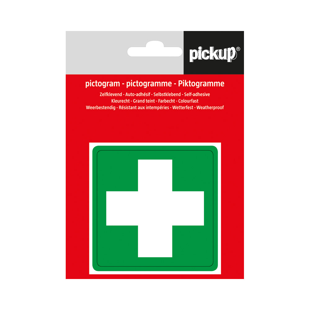 Pictogram Aufkleber 75x75 mm Grun kreuz P602-8 EAN 8711234339386