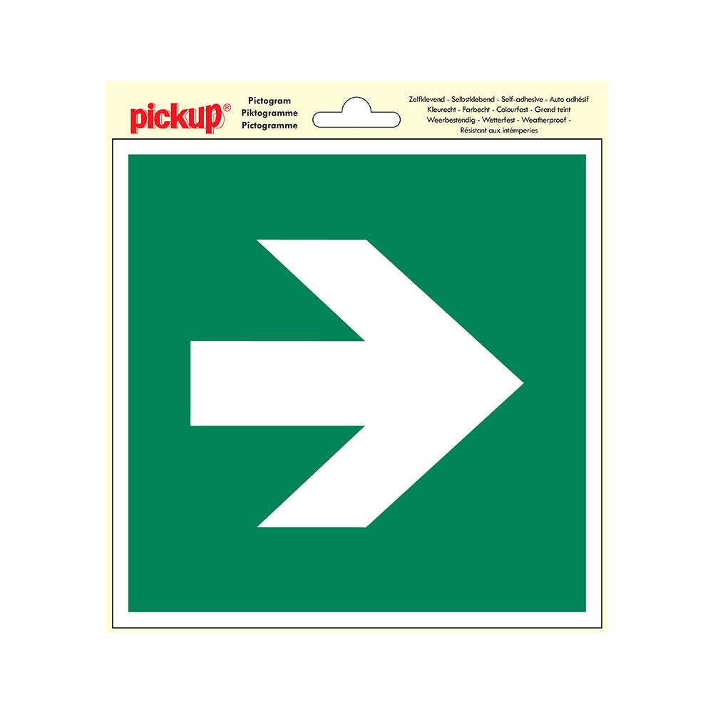 Pictogram 200x200 mm - Vluchtweg pijl recht - P604-20 - EAN 8711234031556 - zelfklevende vinyl sticker