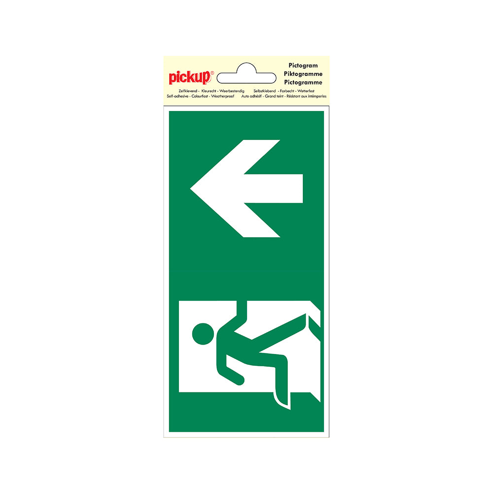 Pictogram 100x200 mm - Verwijzing nooduitgang rechtdoor - P613-20 - EAN 8711234039002 - zelfklevende vinyl sticker