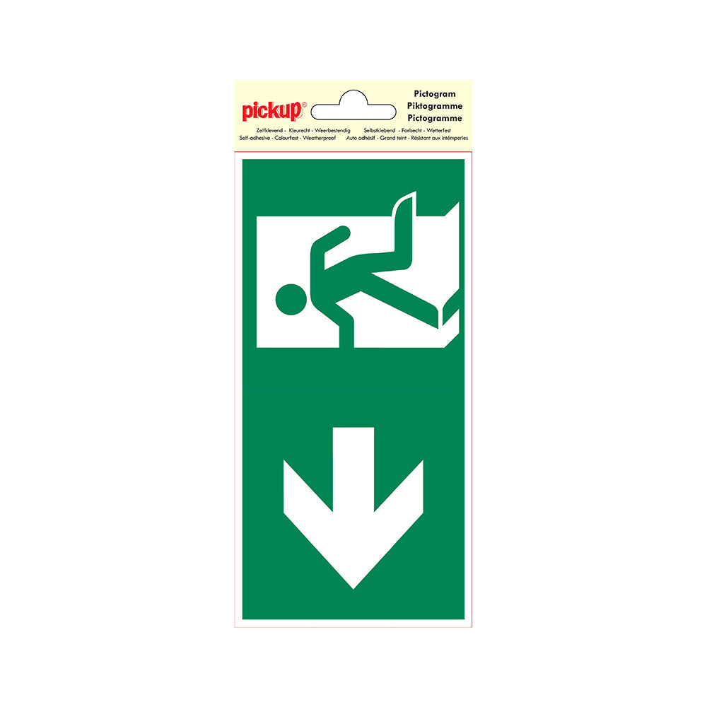 Pictogram 100x200 mm - Verwijzing nooduitgang links - P615-20 - EAN 8711234039026 - zelfklevende vinyl sticker