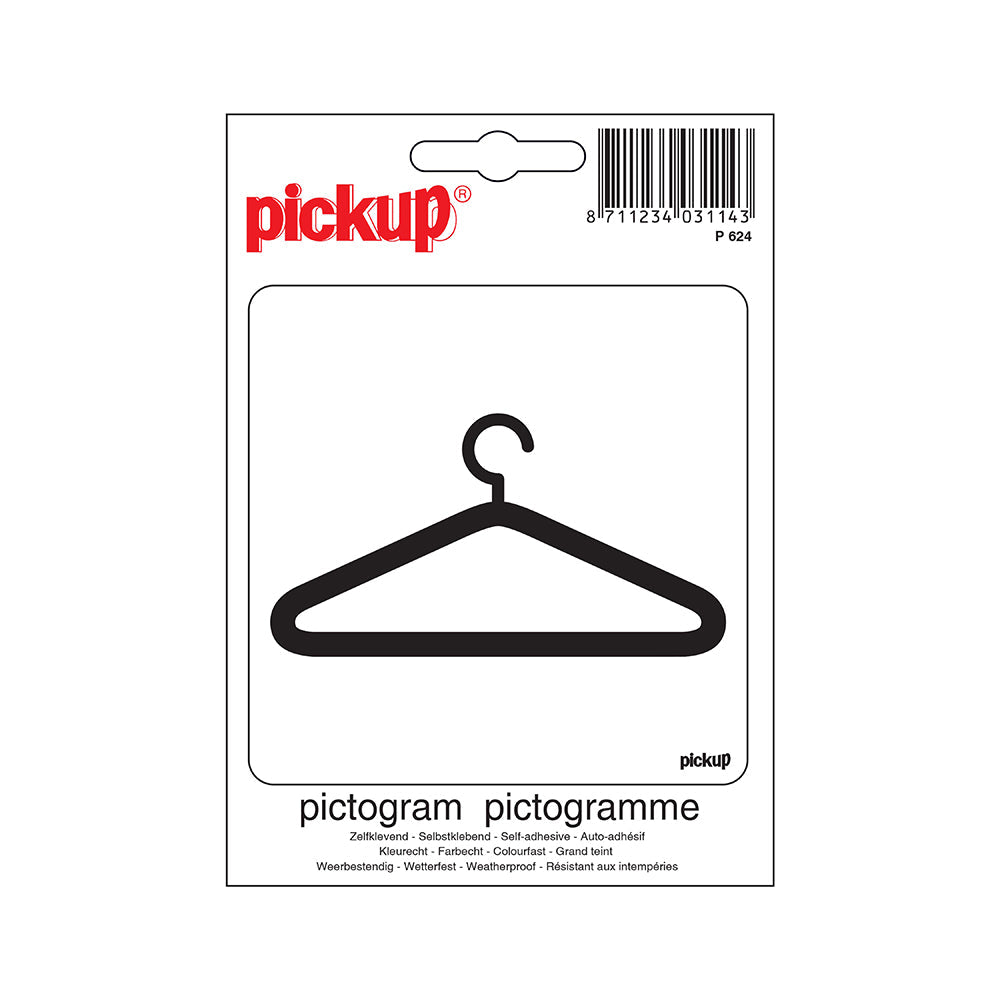 Pictogram 100x100 mm - Garderobe - P624 - EAN 8711234031143 - zelfklevende vinyl sticker
