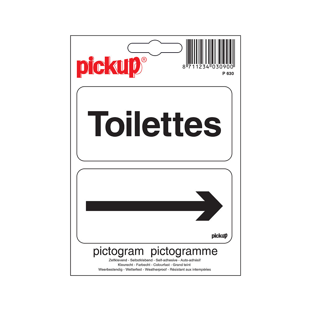 Pictogram 100x100 mm - Toilettes met pijl - wc - P630 - EAN 8711234030900 - zelfklevende vinyl sticker