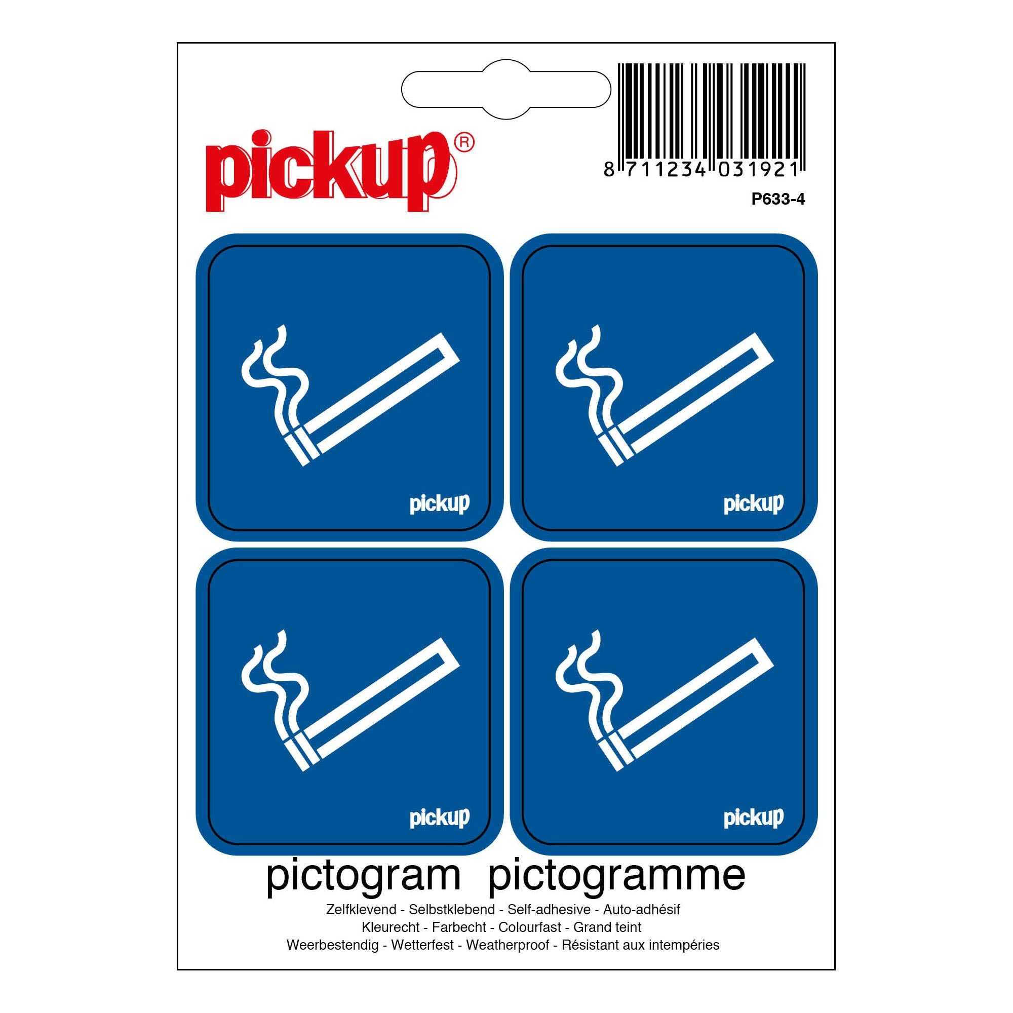 Mini Picto Pictogram 47x47 mm - Roken toegestaan - P633-4 - EAN 8711234031921 - zelfklevende vinyl sticker