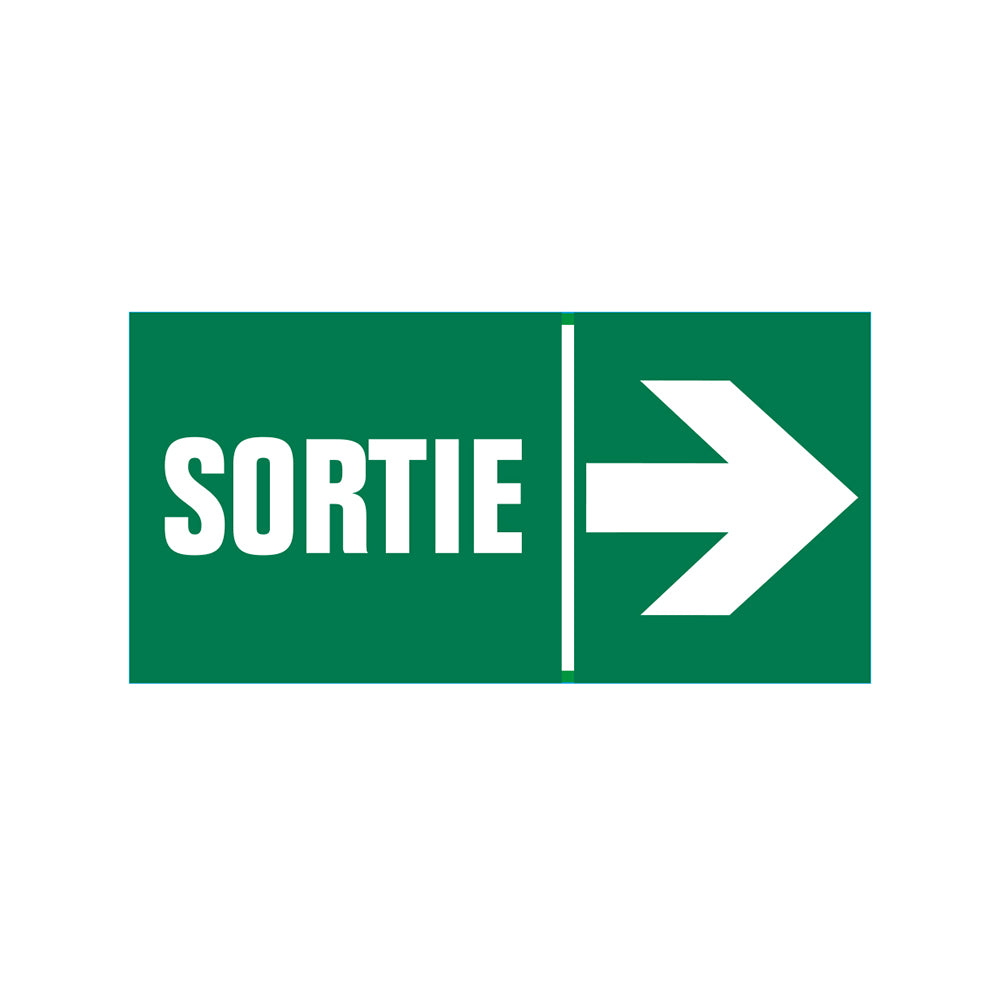 Pictogram 300x150 mm - Sortie droite - P666 - EAN 8711234031587 - zelfklevende vinyl sticker
