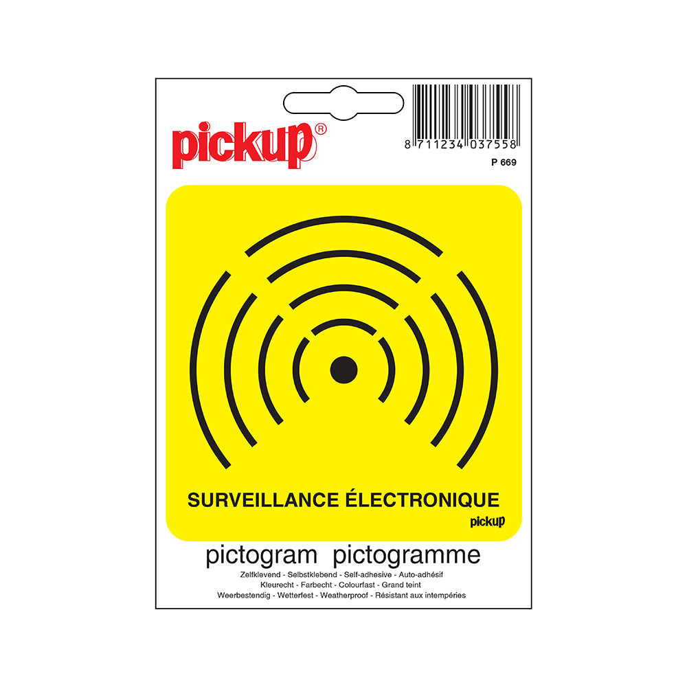 Pictogram 100x100 mm - surveillance électronique - P669 - EAN 8711234037558 - zelfklevende vinyl sticker