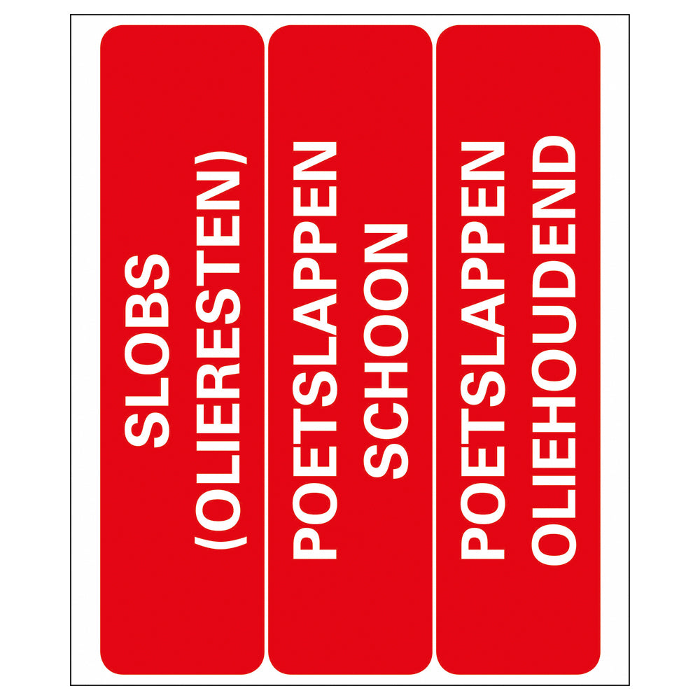 Pictogram 18x150 mm - poetslappen - P750-18 - EAN 8711234376299 - zelfklevende vinyl sticker