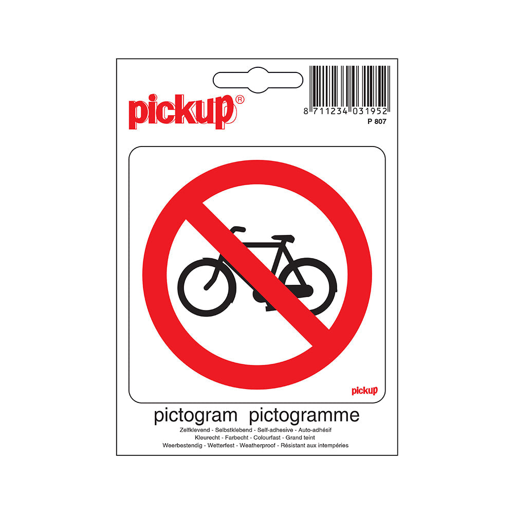 Pictogram 100x100 mm - Verboden voor rijwielen fietsen - P807 - EAN 8711234031952 - zelfklevende vinyl sticker