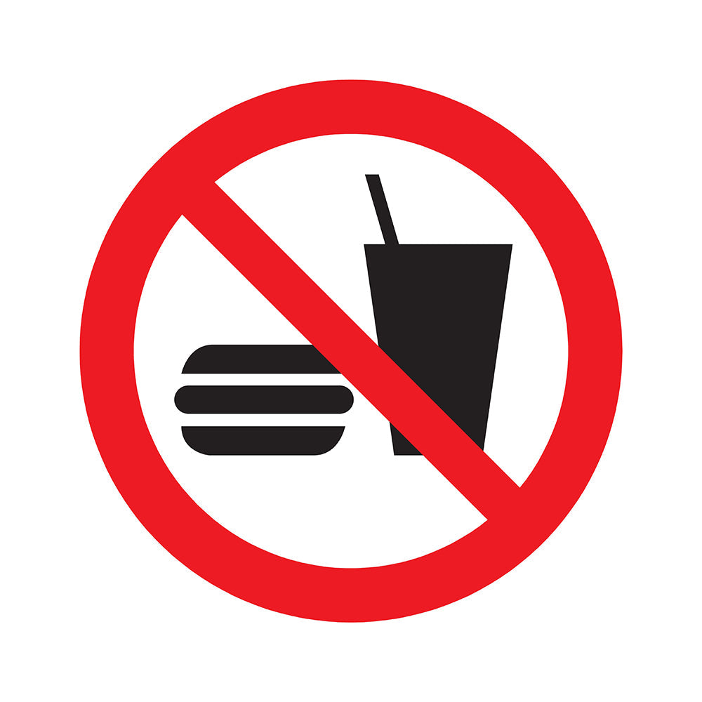 Pictogram rond 200 mm - Verboden voor consumpties - P811-20 - EAN 8711234031563 - zelfklevende vinyl sticker