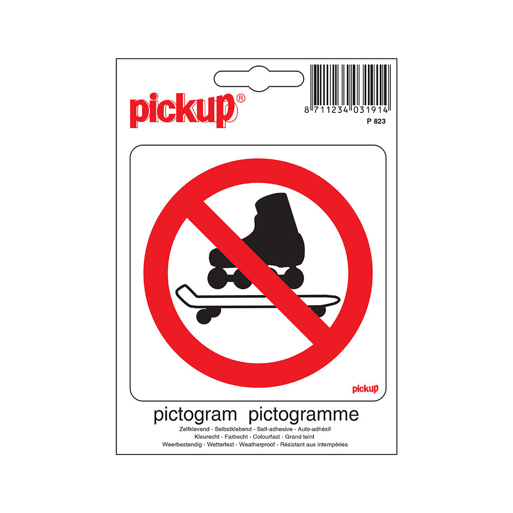 Pictogram 100x100 mm - Verboden voor rollerskates - P823 - EAN 8711234031914 - zelfklevende vinyl sticker