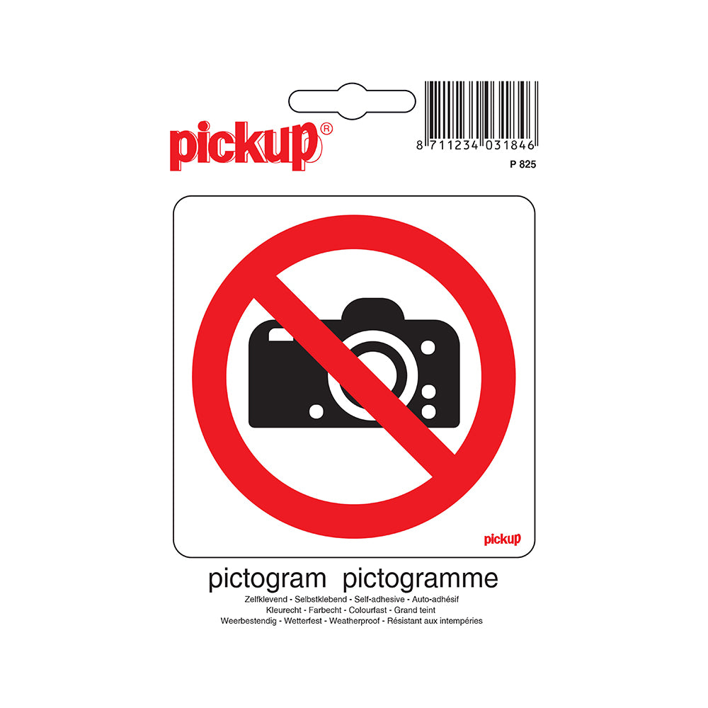 Pictogram 100x100 mm - Verboden te fotograferen - P825 - EAN 8711234037534 - zelfklevende vinyl sticker