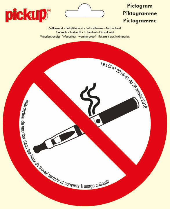 Pictogram diameter 150 mm - Interdiction de Vapoter - P831-15 - EAN 8711234376640 - zelfklevende vinyl sticker
