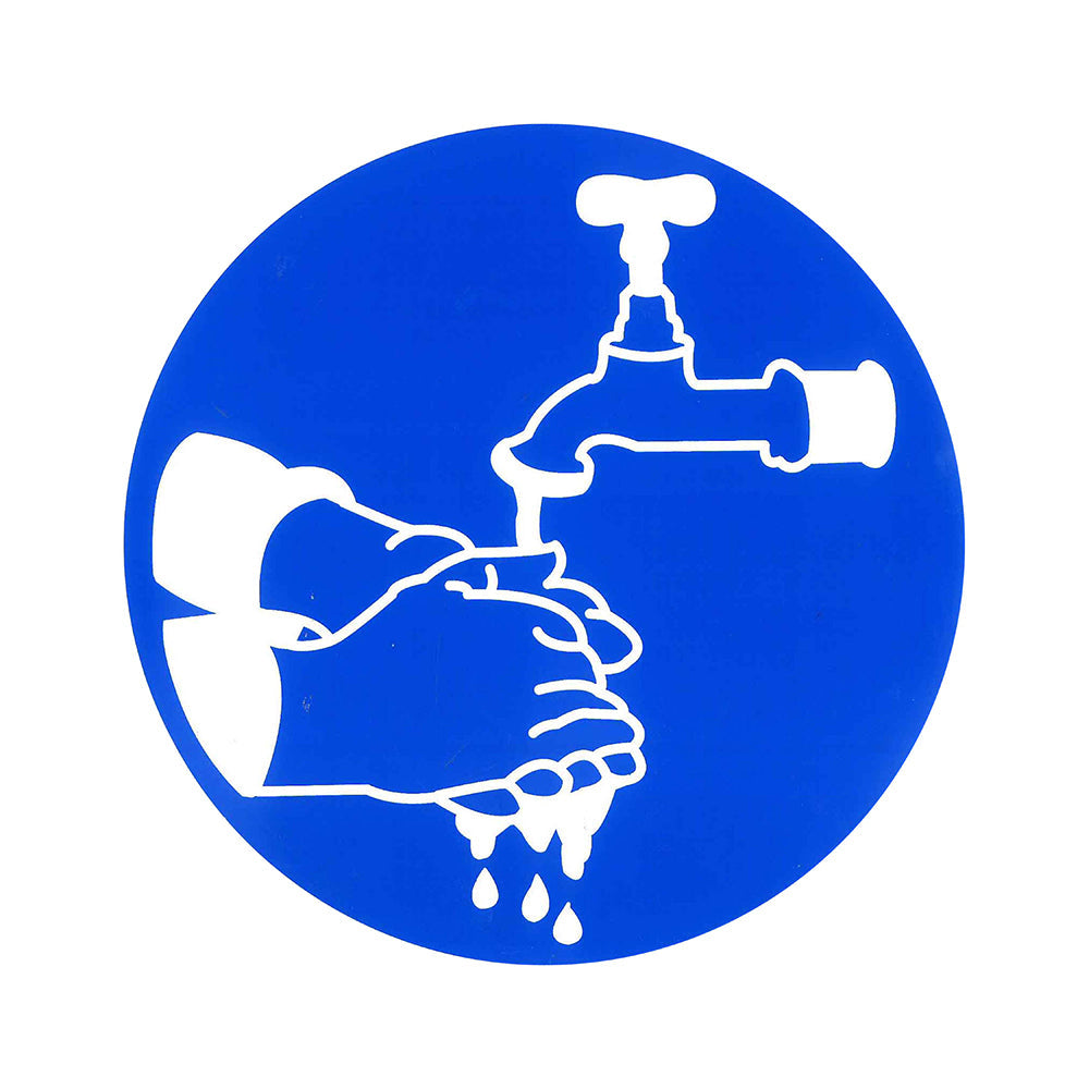 Pictogram rond 200 mm - Handen wassen verplicht - P916-20 - EAN 8711234375995 - zelfklevende vinyl sticker