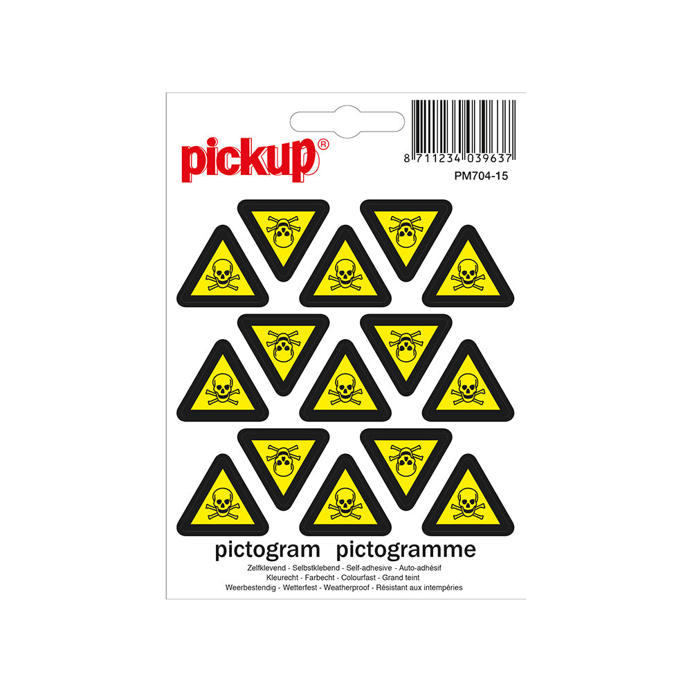 Mini Picto Pictogram 25 mm 15 per vel - Giftige stoffen - PM704-15 - EAN 8711234039637 - zelfklevende vinyl sticker