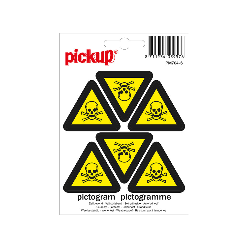 Mini Picto Pictogram 45 mm 6 per vel - Giftige stoffen - PM704-6 - EAN 8711234039576 - zelfklevende vinyl sticker