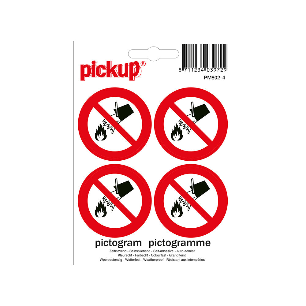 Mini Picto Pictogram 47x47 mm 4 per vel - Verboden te blussen met water - PM802-4 - EAN 8711234039729 - zelfklevende vinyl sticker