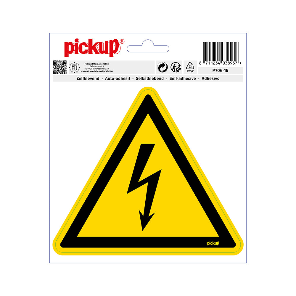 Sticker Gevaarlijke elektrische spanning 150 mm P706-15, EAN 8711234038937 zelfklevend vinyl