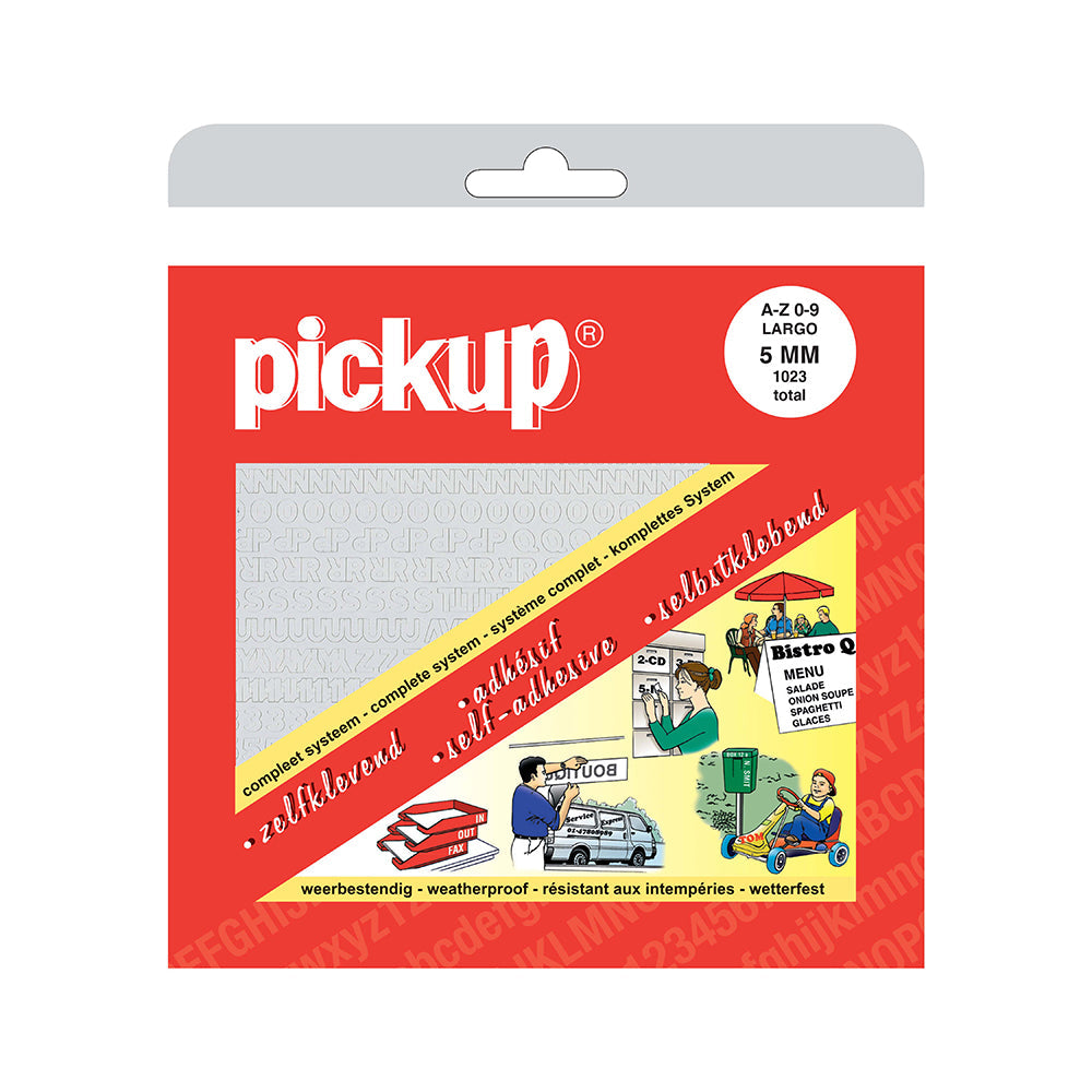 alfabet letters A t/m Z cijfers 0 t/m 9 en diverse leestekens Largo wit - 5 mm - Largo - 01312005 - EAN 8711234000019 - zelfklevend vinyl