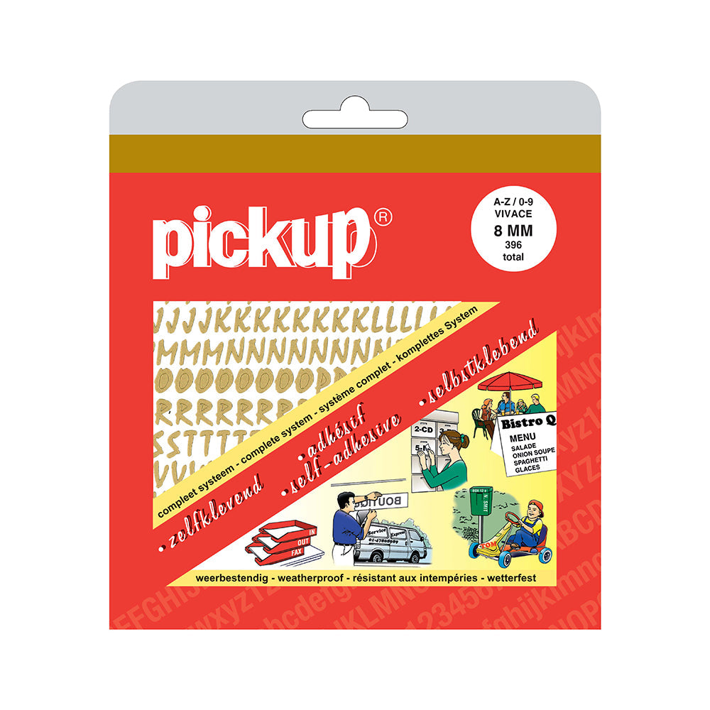 Pickup plakletters en plakcijfers boekje Vivace goud - 8 mm