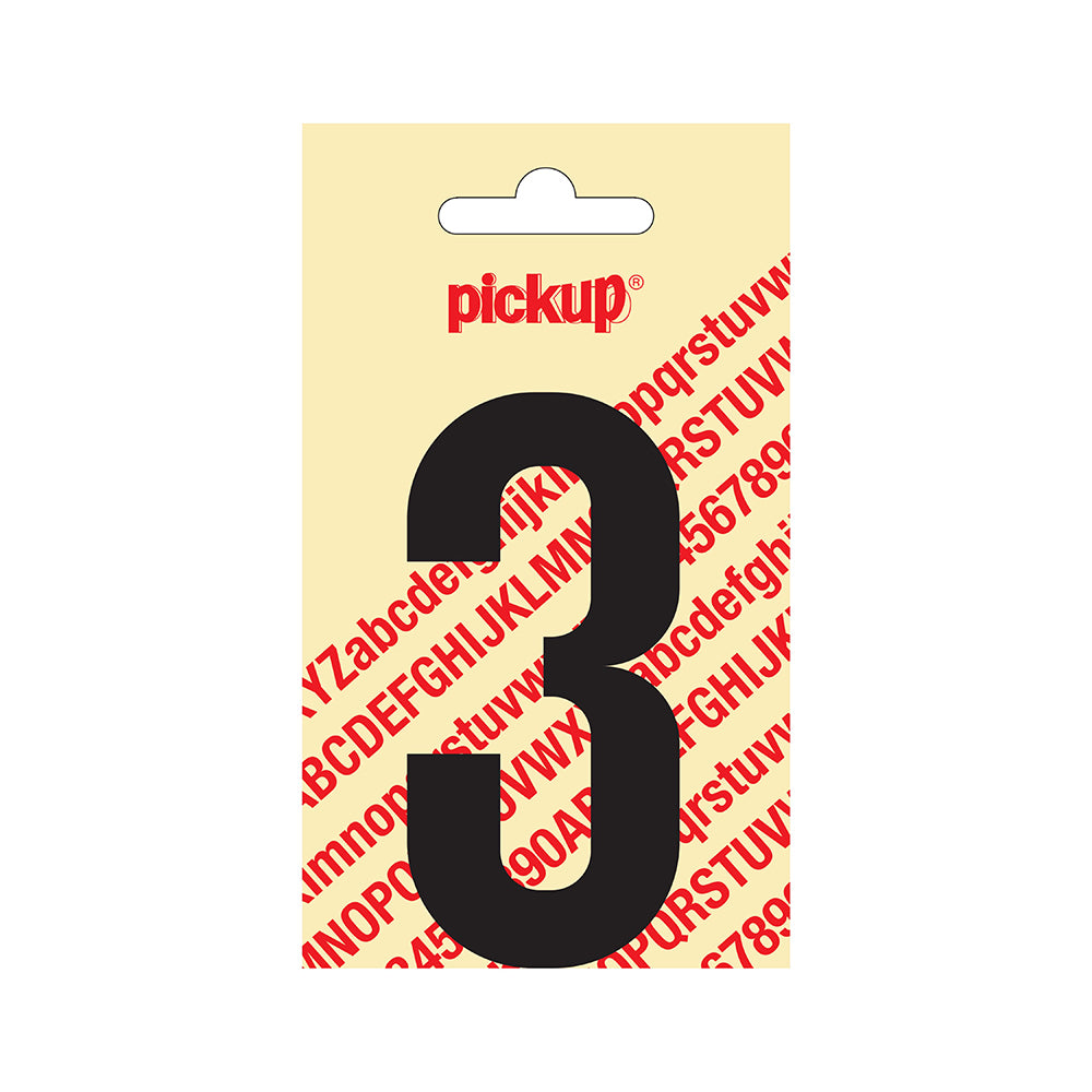 Plakcijfer Nobel 90 mm zwart 3 - Nobel - 310020903 - EAN 8711234221339 - zelfklevend vinyl