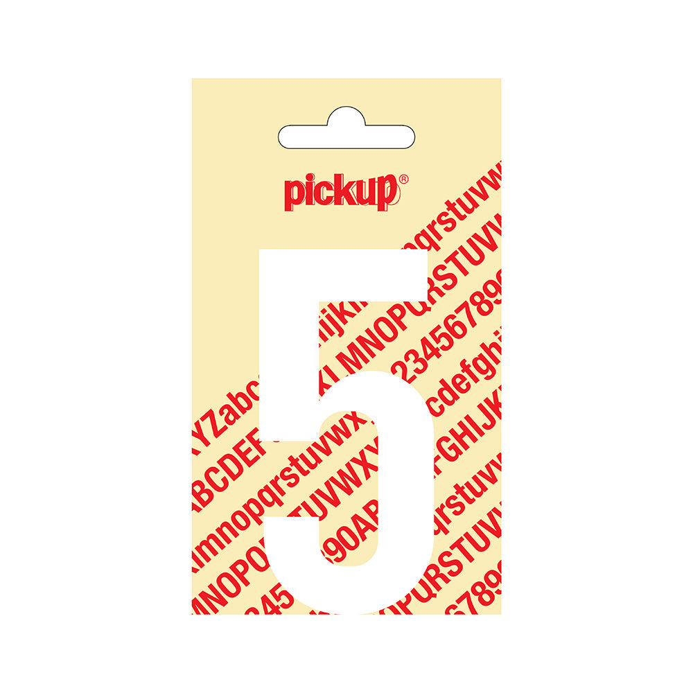 Plakcijfer Nobel 90 mm wit 5 - Nobel - 310120905 - EAN 8711234222350 - zelfklevend vinyl