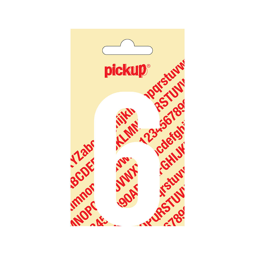 Plakcijfer Nobel 90 mm wit 6 - Nobel - 310120906 - EAN 8711234222367 - zelfklevend vinyl