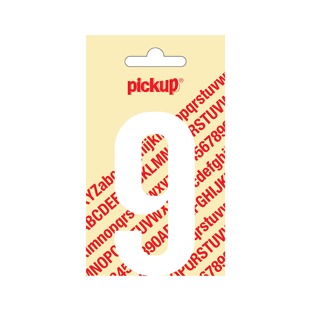 Plakcijfer Nobel 90 mm wit 9 - Nobel - 310120909 - EAN 8711234222398 - zelfklevend vinyl