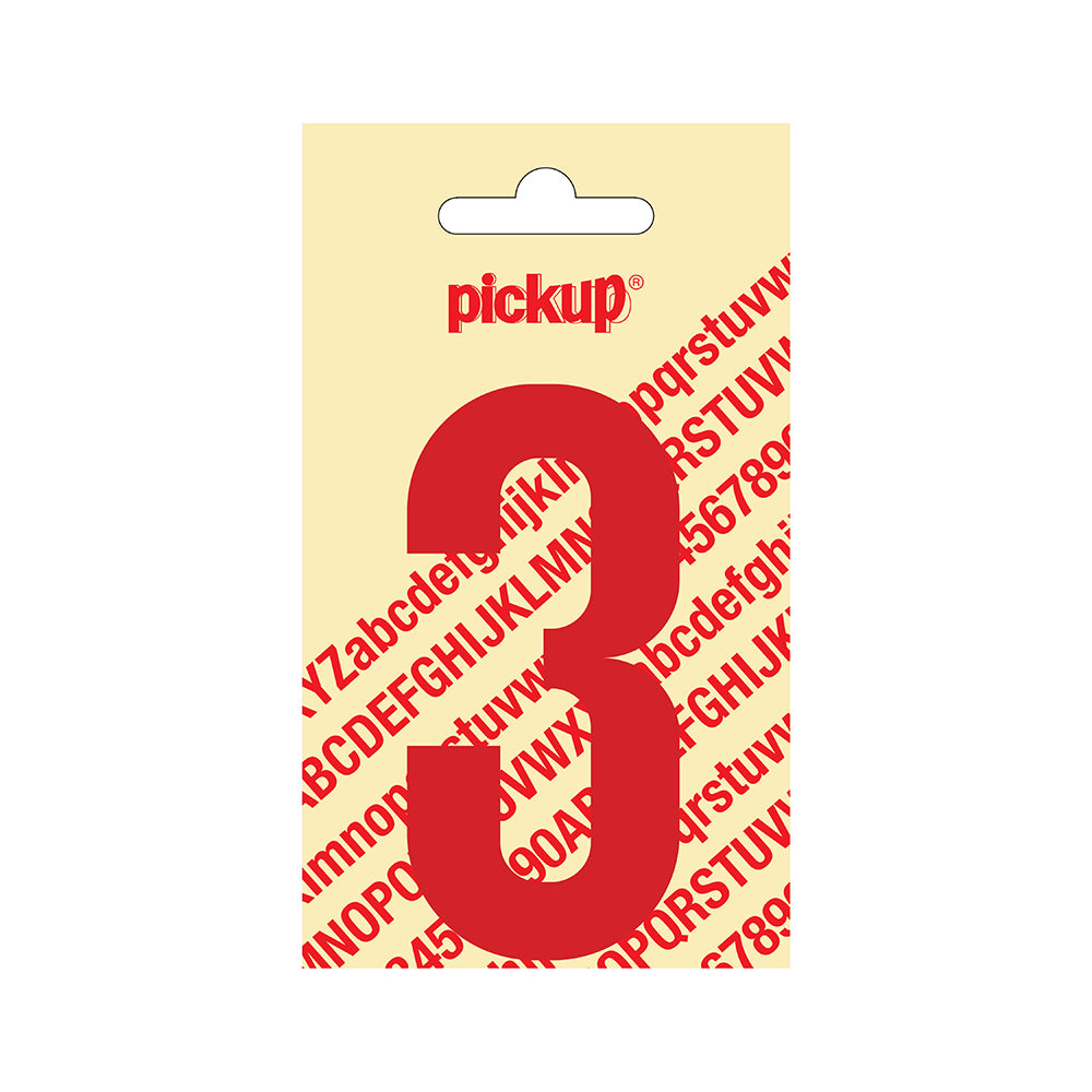 Plakcijfer Nobel 90 mm rood 3 - Nobel - 310220903 - EAN 8711234223333 - zelfklevend vinyl