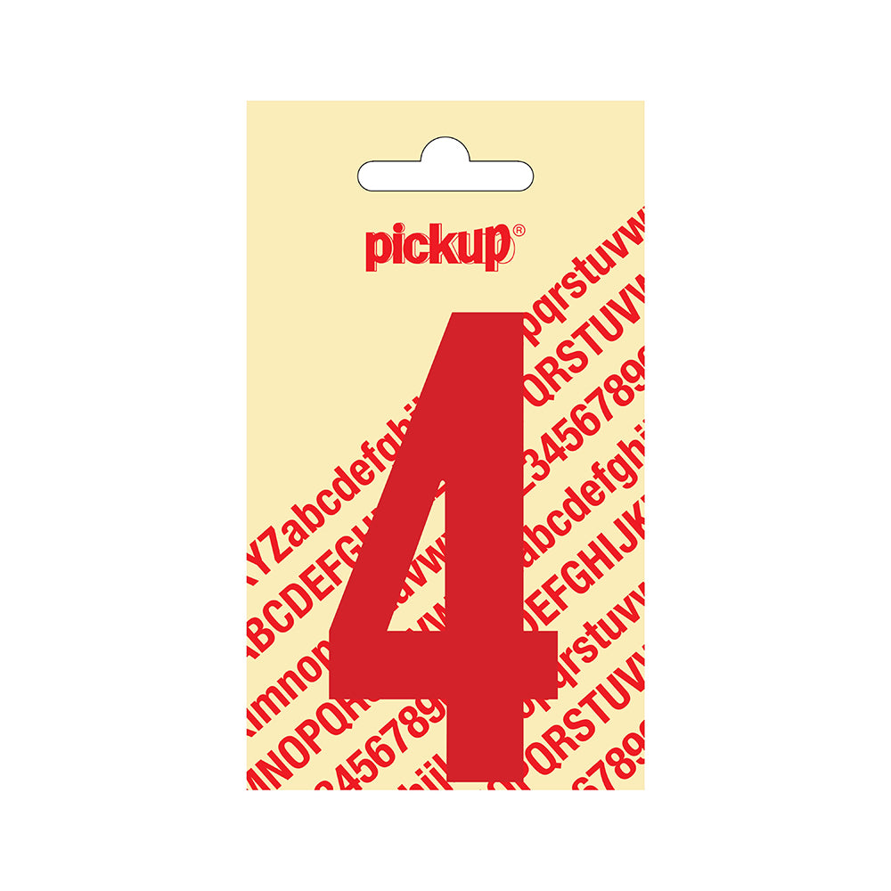 Plakcijfer Nobel 90 mm rood 4 - Nobel - 310220904 - EAN 8711234223340 - zelfklevend vinyl