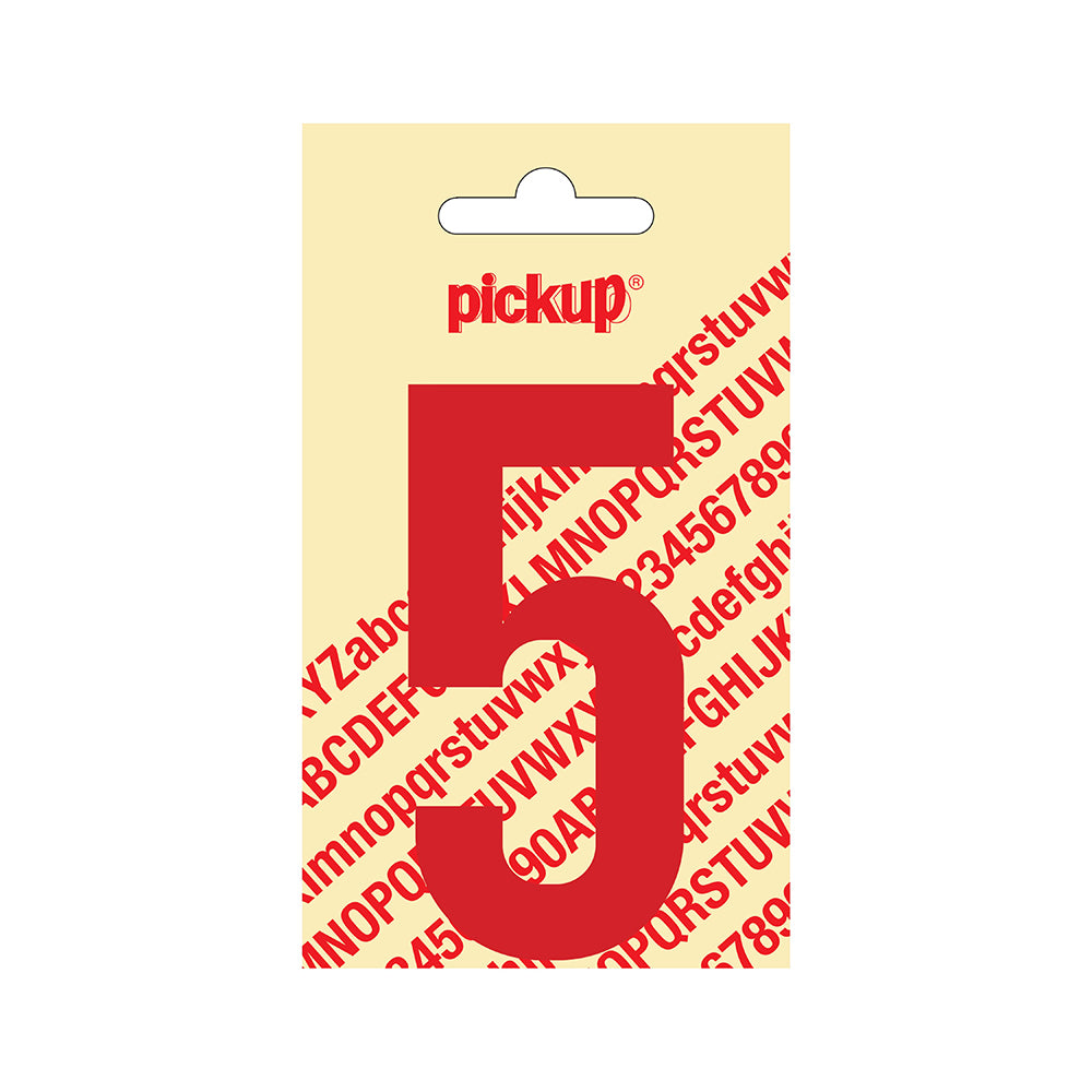Plakcijfer Nobel 90 mm rood 5 - Nobel - 310220905 - EAN 8711234223357 - zelfklevend vinyl
