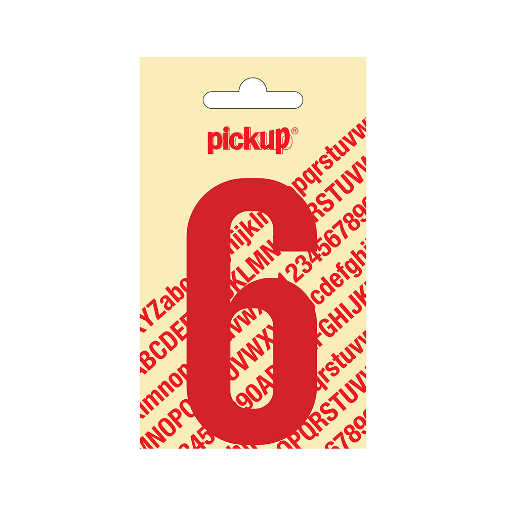 Plakcijfer Nobel 90 mm rood 6 - Nobel - 310220906 - EAN 8711234223364 - zelfklevend vinyl