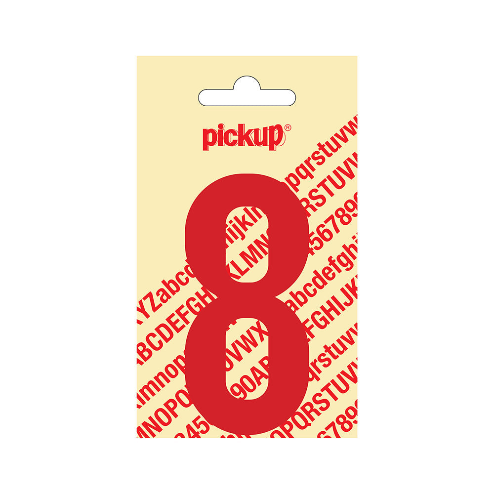 Plakcijfer Nobel 90 mm rood 8 - Nobel - 310220908 - EAN 8711234223388 - zelfklevend vinyl