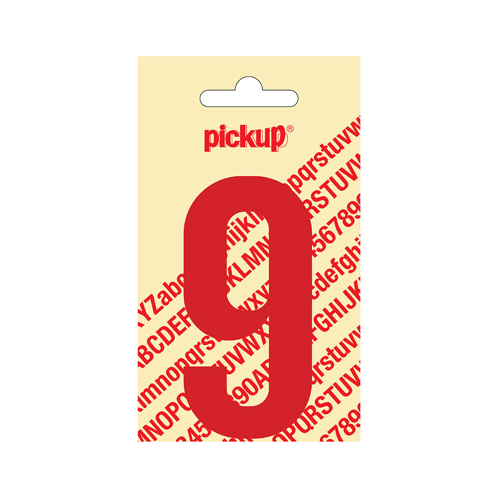 Plakcijfer Nobel 90 mm rood 9 - Nobel - 310220909 - EAN 8711234223395 - zelfklevend vinyl