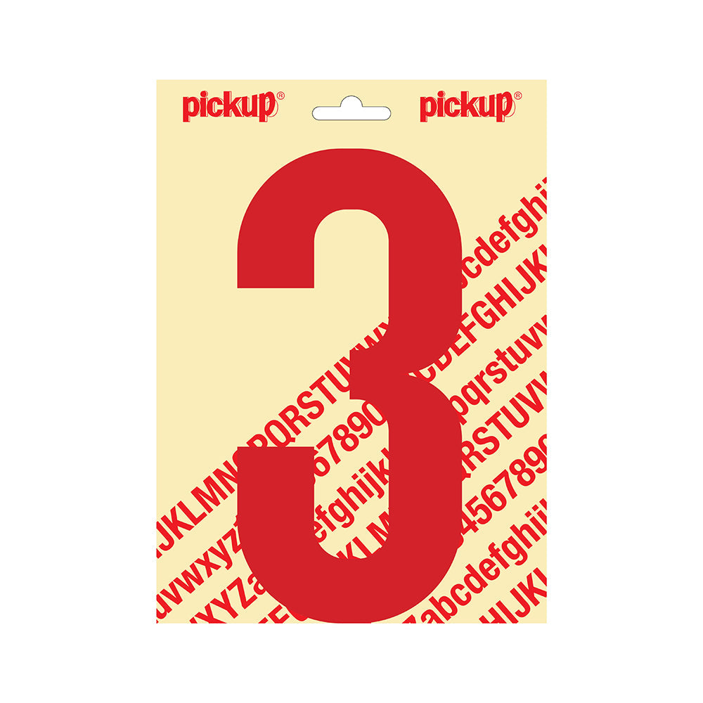 Plakcijfer Nobel 200mm rood 3 - Nobel - 310222003 - EAN 8711234253330 - zelfklevend vinyl