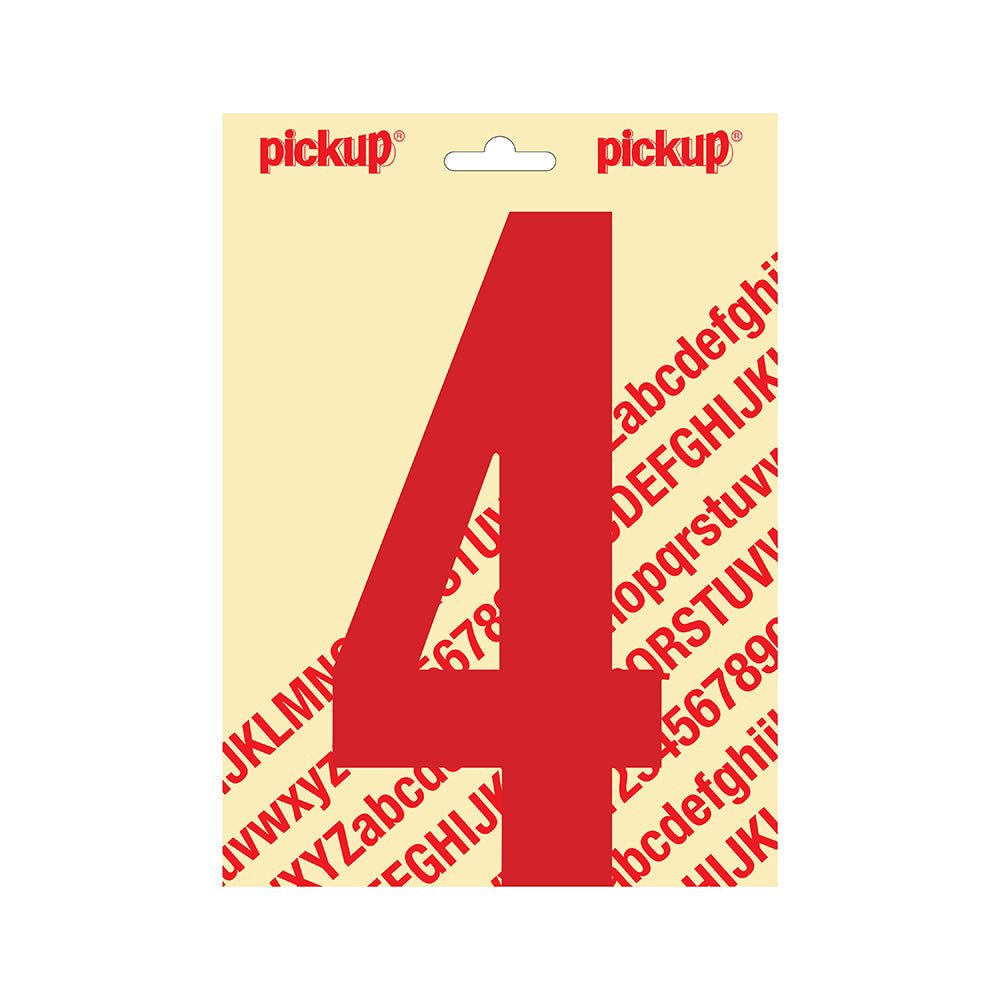 Plakcijfer Nobel 200mm rood 4 - Nobel - 310222004 - EAN 8711234253347 - zelfklevend vinyl