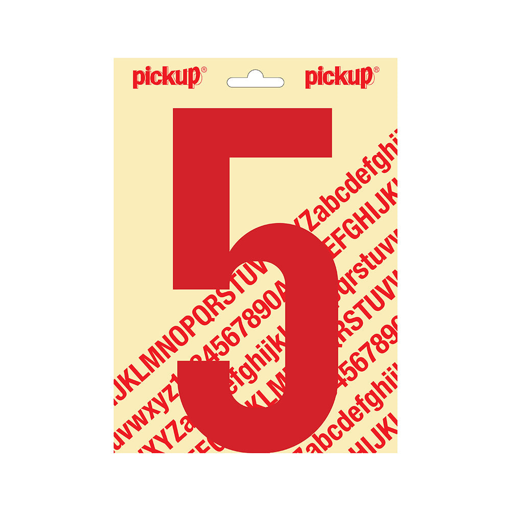 Plakcijfer Nobel 200mm rood 5 - Nobel - 310222005 - EAN 8711234253354 - zelfklevend vinyl