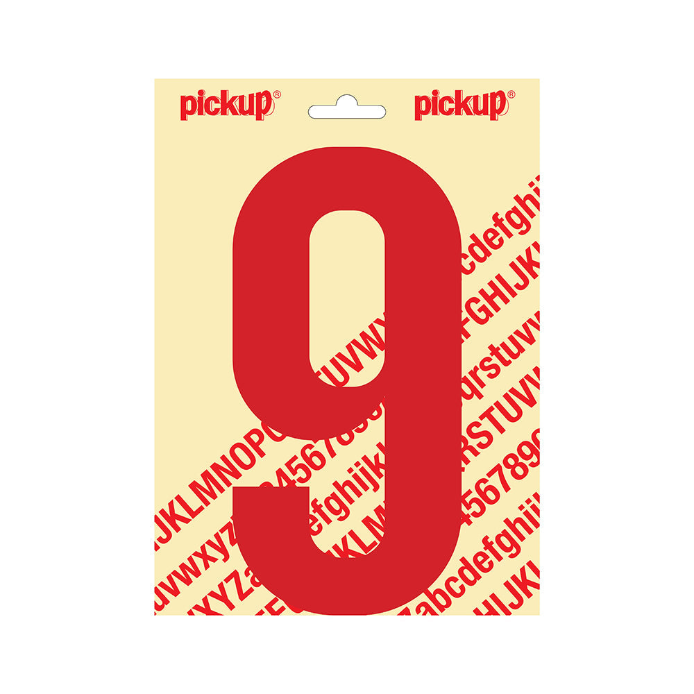 Plakcijfer Nobel 200mm rood 9 - Nobel - 310222009 - EAN 8711234253392 - zelfklevend vinyl