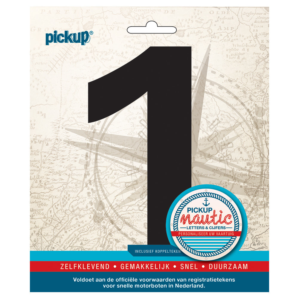 Nautic plakcijfer 150 mm - zwart 1 314021501 - EAN 8711234061201 - zelfklevend vinyl zelfklevend vinyl lettertype geschikt voor nautische toepassingen haven zeilboten motorboten schepen pleziervaart